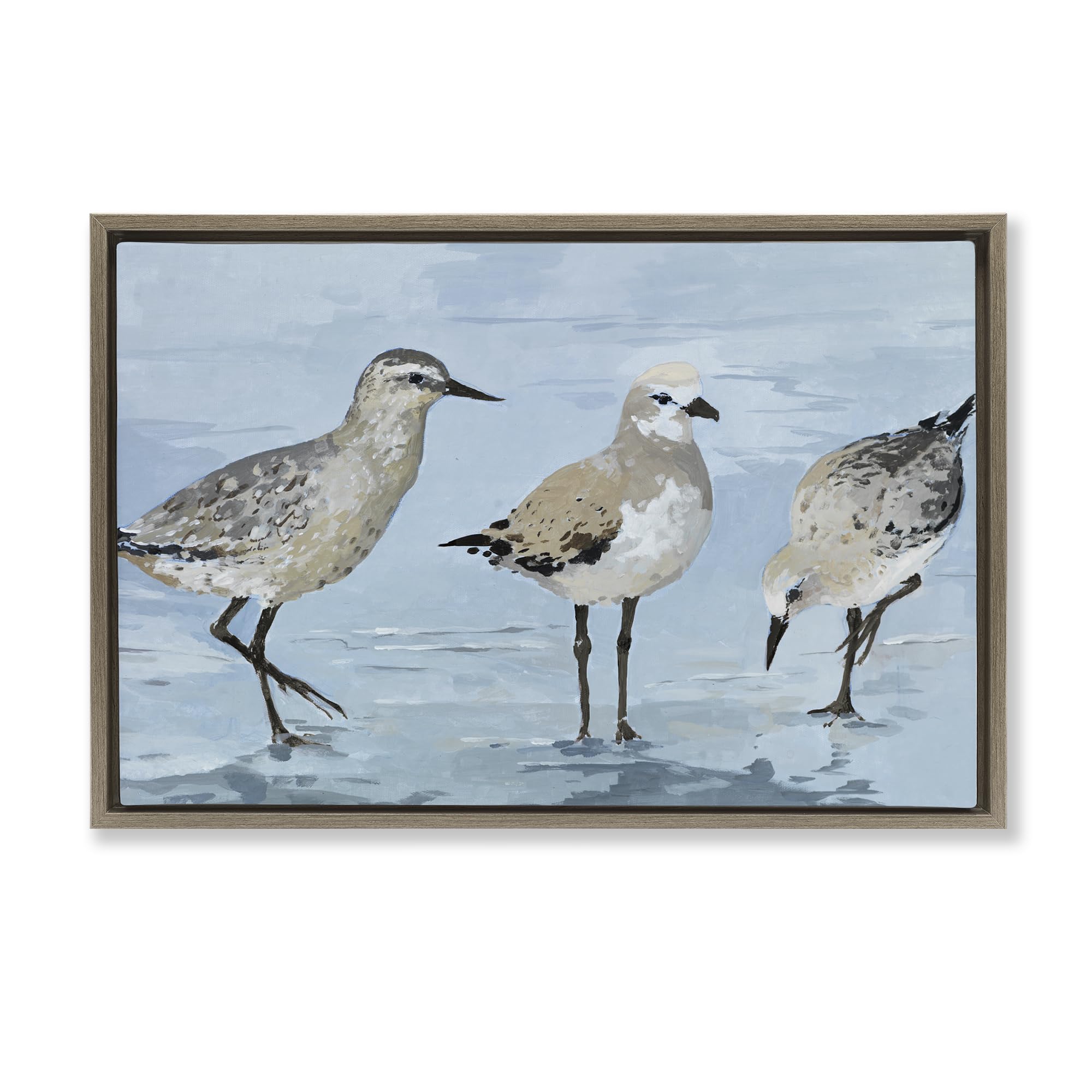 Stupell Industries 'Sandpipers Beach Coastal Scene', Floating Frame Canvas Art, Brown, 31 x 21