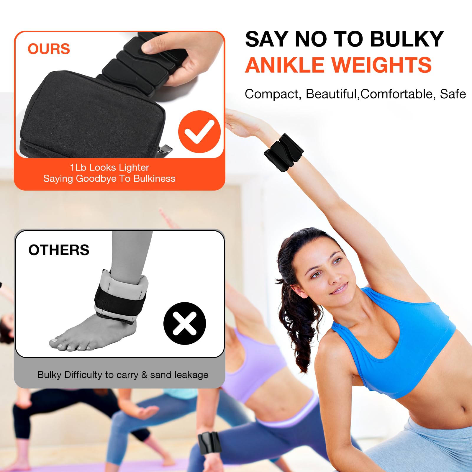 Cozary 2 Pezzi Polsiere e Cavigliere Regolabili (0.45kg Ciascuno), Set Manubri Rimovibili, pesi Regolabili in Silicone, per Esercizio, Camminare, Jogging, Yoga, Aerobica, Pilates, Nero