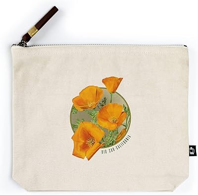 Lantern Press Big Sur, California, Poppy Flowers, Contour (100% Cotton Canvas Travel Accessory Go Bag)
