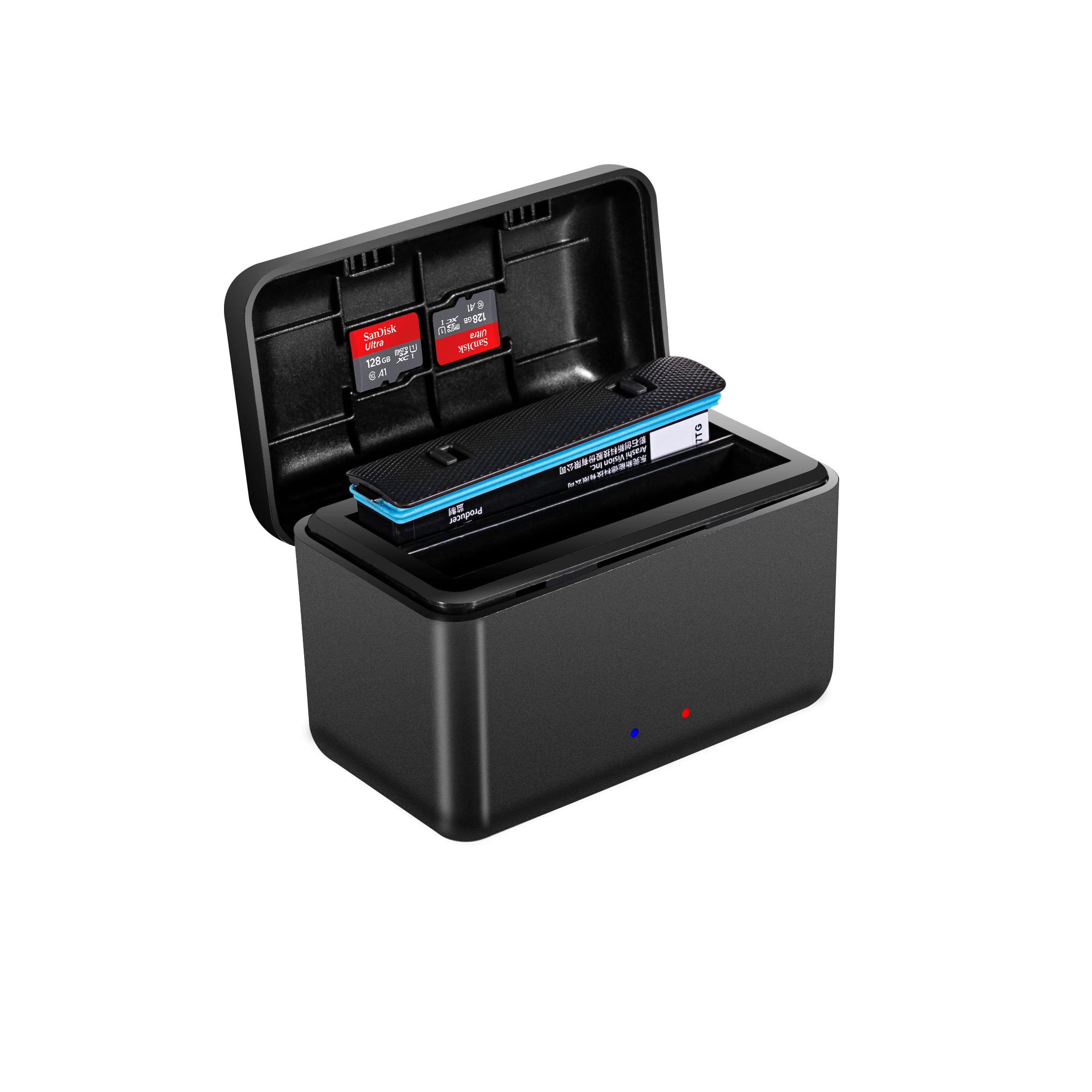Soporte de carga rápida para dos baterías y memorias Micro SD 8