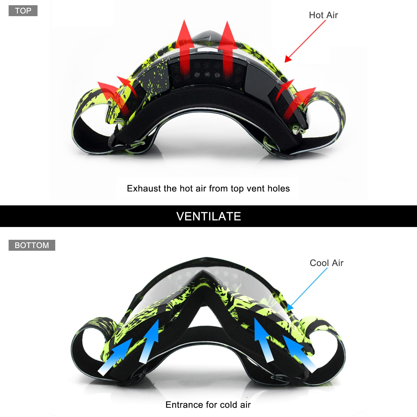 AVV Occhiali da moto per uomo e donna, occhiali antivento per mountain bike, moto fuoristrada, anti-UV, per equitazione, mountain bike, motocross