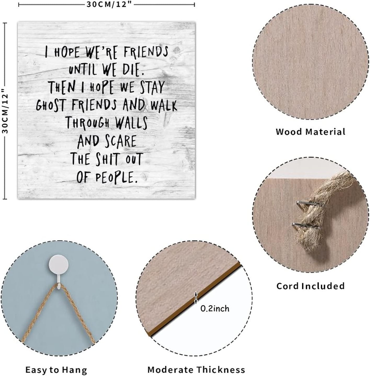 Rustic Wood Pallet Sign Plaque I Hope We're Friends Until We Die Classical Wood Wall Pediment with Sayings Quote Wooden Wall Hanging Door Plaque Home Wall Decor for Indoors Outdoors Cottage 12 Inch : Home & Kitchen
