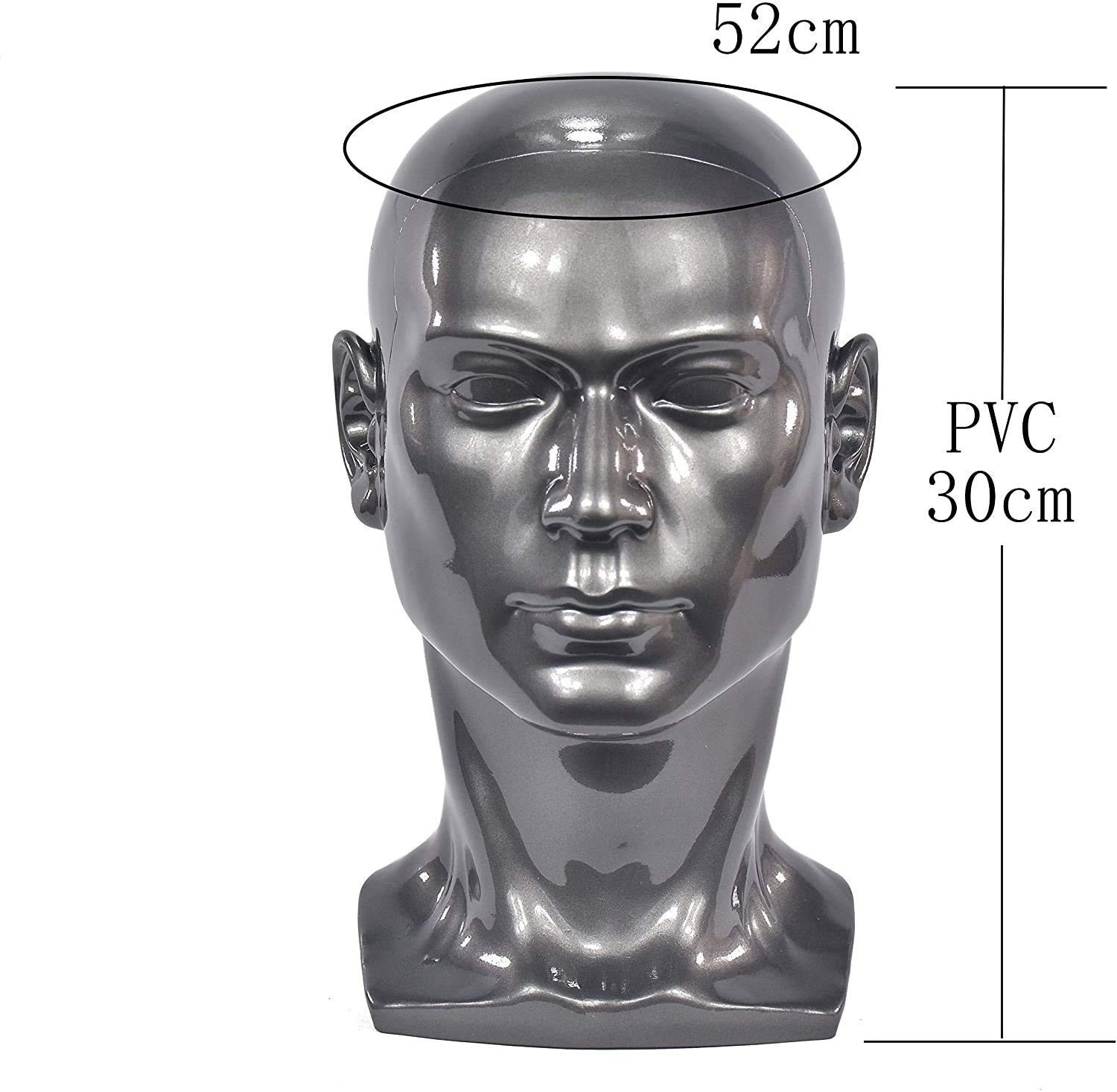 Ba Sha Grey Glossy Profesjonalna głowica manekinowa do zestawu słuchawkowego wyświetlacza, słuchawki, konsola do gier, czapki, wigs jewelry (szary błyszczący)