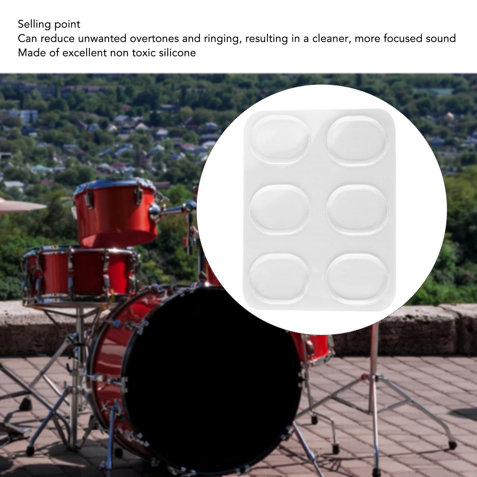 Drum Damper, Soft Drum Damper Gel 6 Pieces Safe Silicone Reduce Harmonic for Drum Cymbal Tone Control