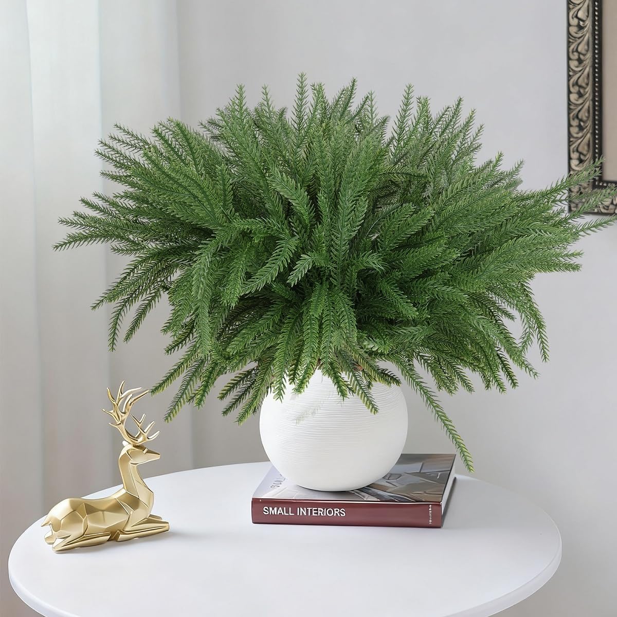 Norfolk Pine Stems 12 pcs,18 inch Norfolk Pine Branches Artificial DIY Greenery Stems Fake Cedar Pine Picks Plastic for Vase Indoor Outdoor Home Christmas New Year Winter Decor Garden Décor
