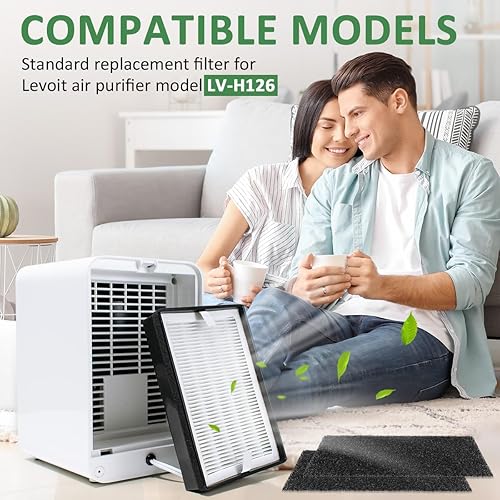 Miniatura 2 de WKZO H126 - Filtro de repuesto HEPA para purificador de aire LEVOIT LV-H126 incluye un filtro HEPA H13 True y 2 carbón activado extra, LV-H126-RF