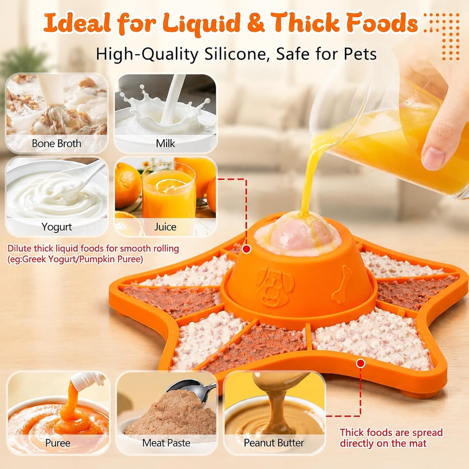 Slow Feeder Dog Bowl with Rolling Ball – Lick Mat for Pets | 0.6 Cup | Anti-Slip Suction Base | For Wet Food, Yogurt & Broth | Easy Clean Dishwasher Safe | Large Medium Small Dogs Cats