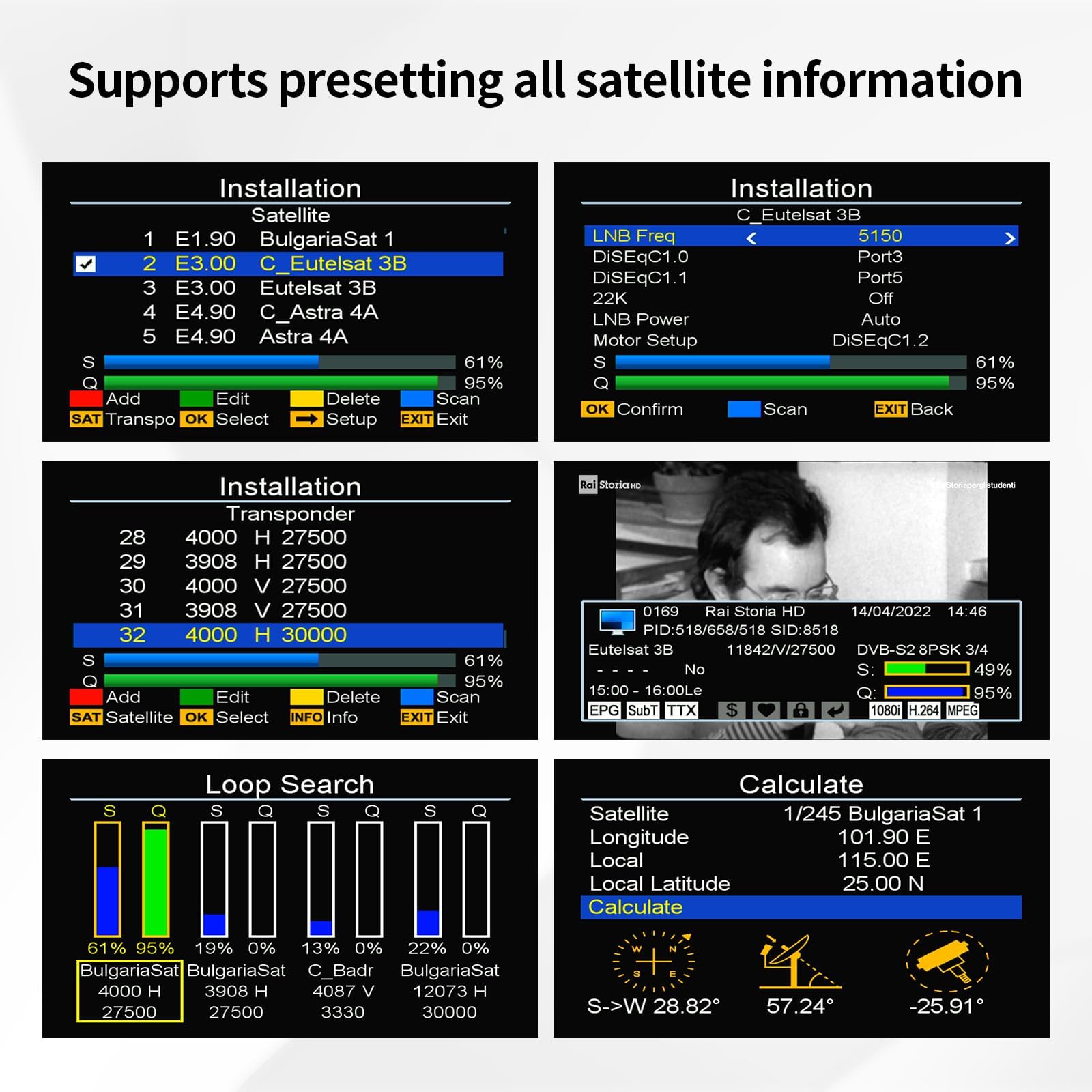 GTMEDIA V8 Finder2 Pointeurs Satellites Sat Finder Meter Localisateur Signal Satellite Numérique pour DVB-S2X/S2/S Le réglage de la Parabole Satellite, 3.5" LCD HD H.264 7,4 V/4000 mAh