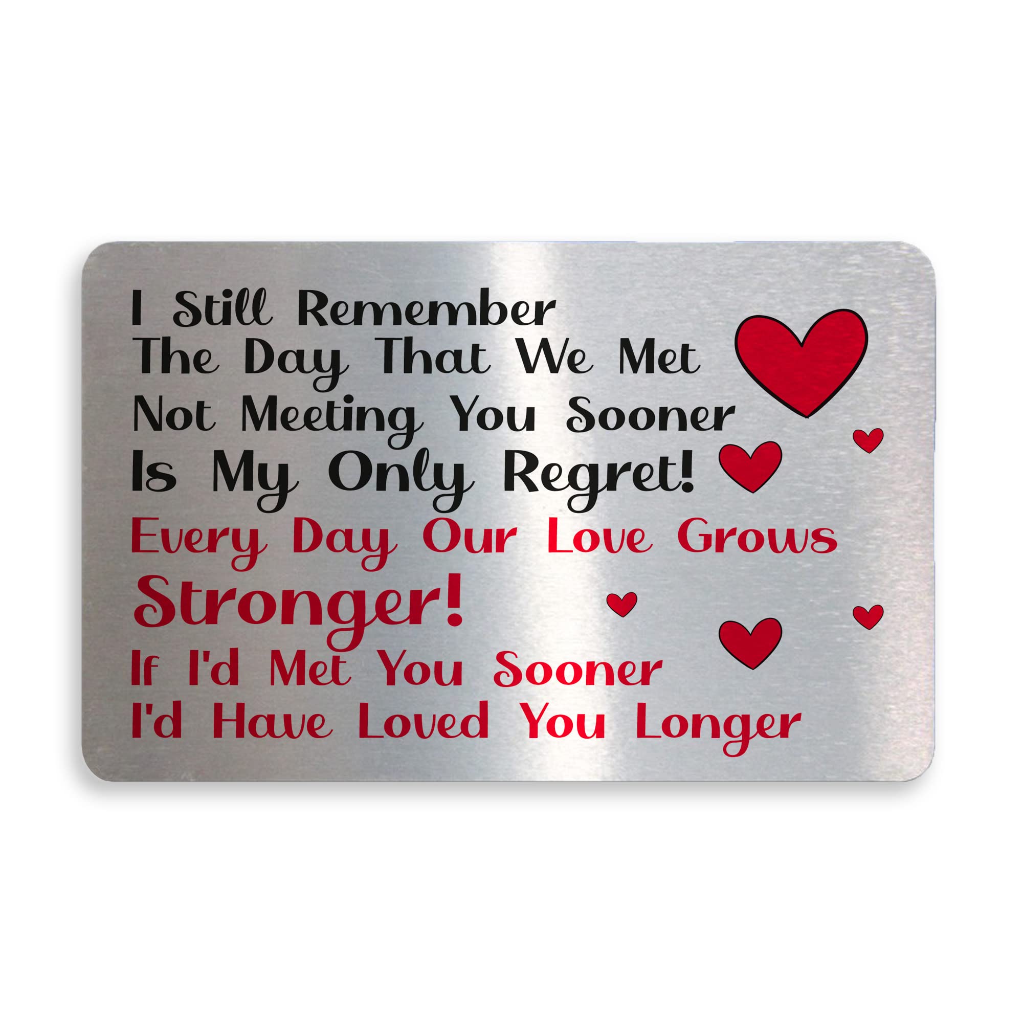 Gift For Boyfriend Girlfriend Husband Wife For Valentines Day Anniversary Metal Card