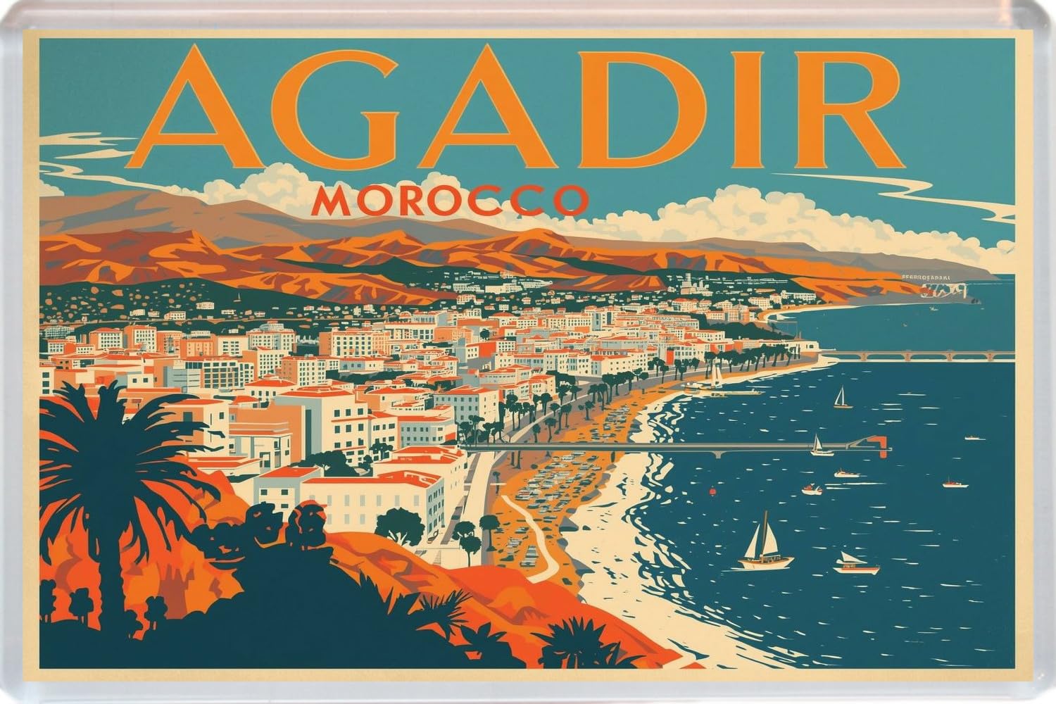 Baked Bean Store Multicolor Agadir - Morocco - Jumbo Artistic Fridge Magnet 96 X 67Mm Bbsfhm3493