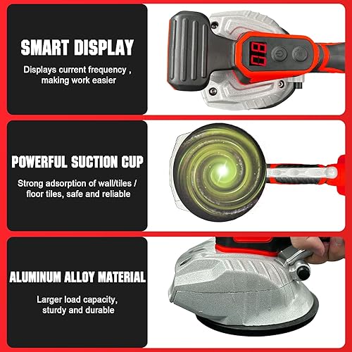 Miniatura 6 de Máquina niveladora inalámbrica de vibración de azulejos, para batería Milwaukee de 18 V, herramienta vibradora de azulejos con 8 velocidades