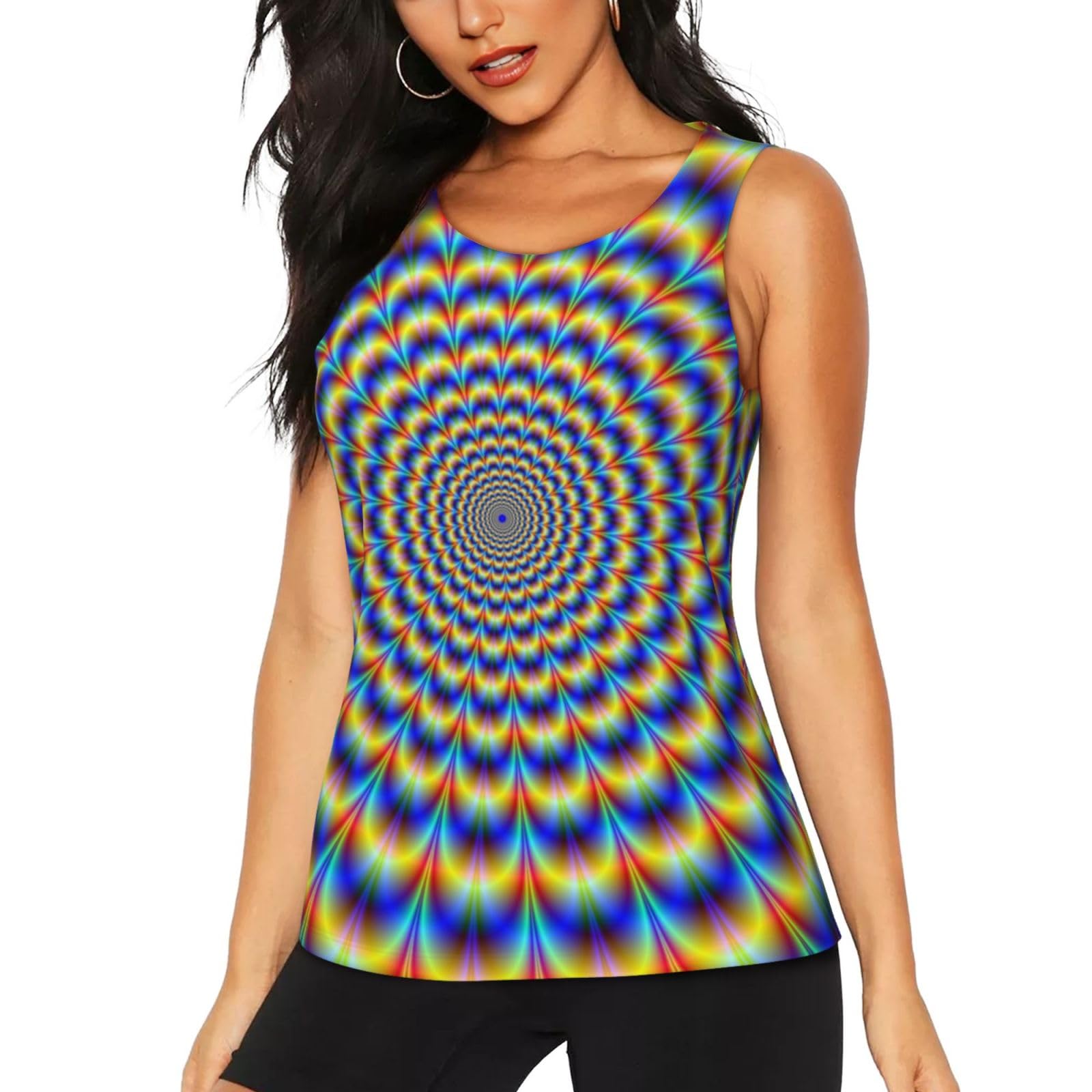 Younpreng Unisex As Picture Women's Sports Vest, Workout Tank Tops Wicking Vest Sleeveless Workout Shirts, Spiral Optical Illusion Gif