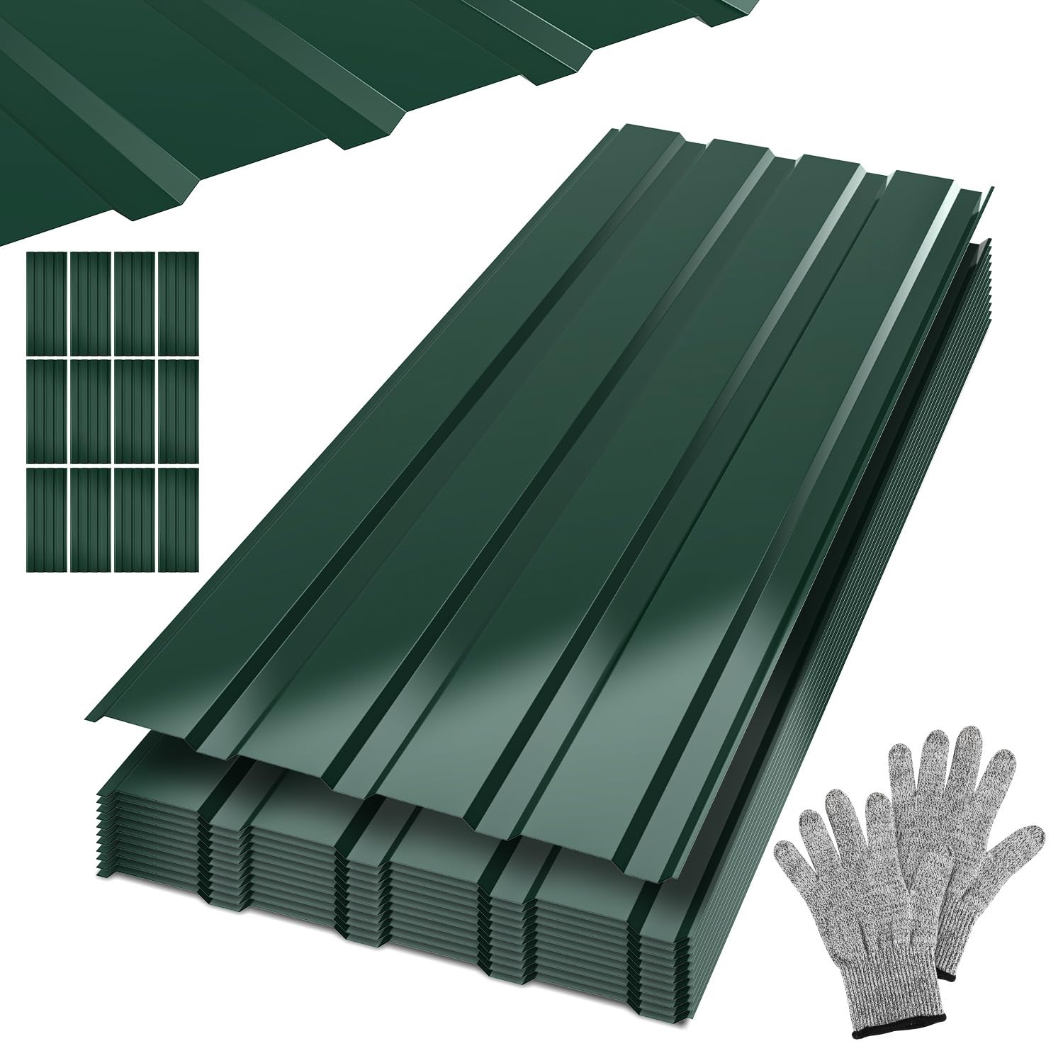 Trapezblech Profilblech 115×45 cm Set Grün 6,21 m² Dachblech Stahl 0,25 mm Dachplatten