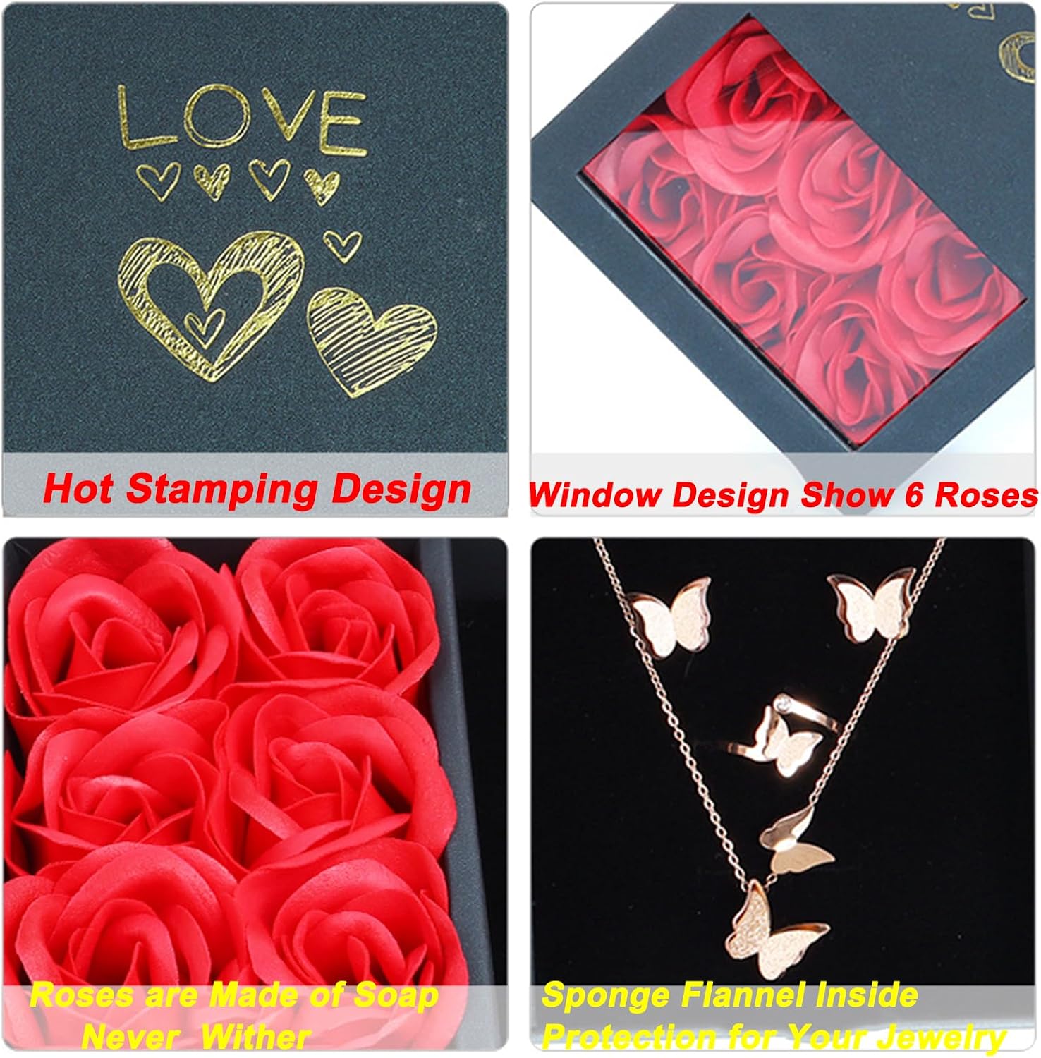 Rose Ring Box Jewelry Gifts Box Eternal Rose Necklaces Bracelets Box Valentine's Day Christmas Thanksgiving Birthday Romantic for Women Her Mom Wife Girlfriend (Jewelry is NOT included) image 3