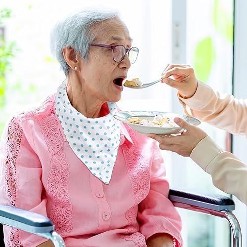 Miniatura 7 de Janmercy Paquete de 5 baberos tipo bandana para adultos, suaves, ajustables, absorbentes, para mujeres, necesidades especiales, unisex, hombres