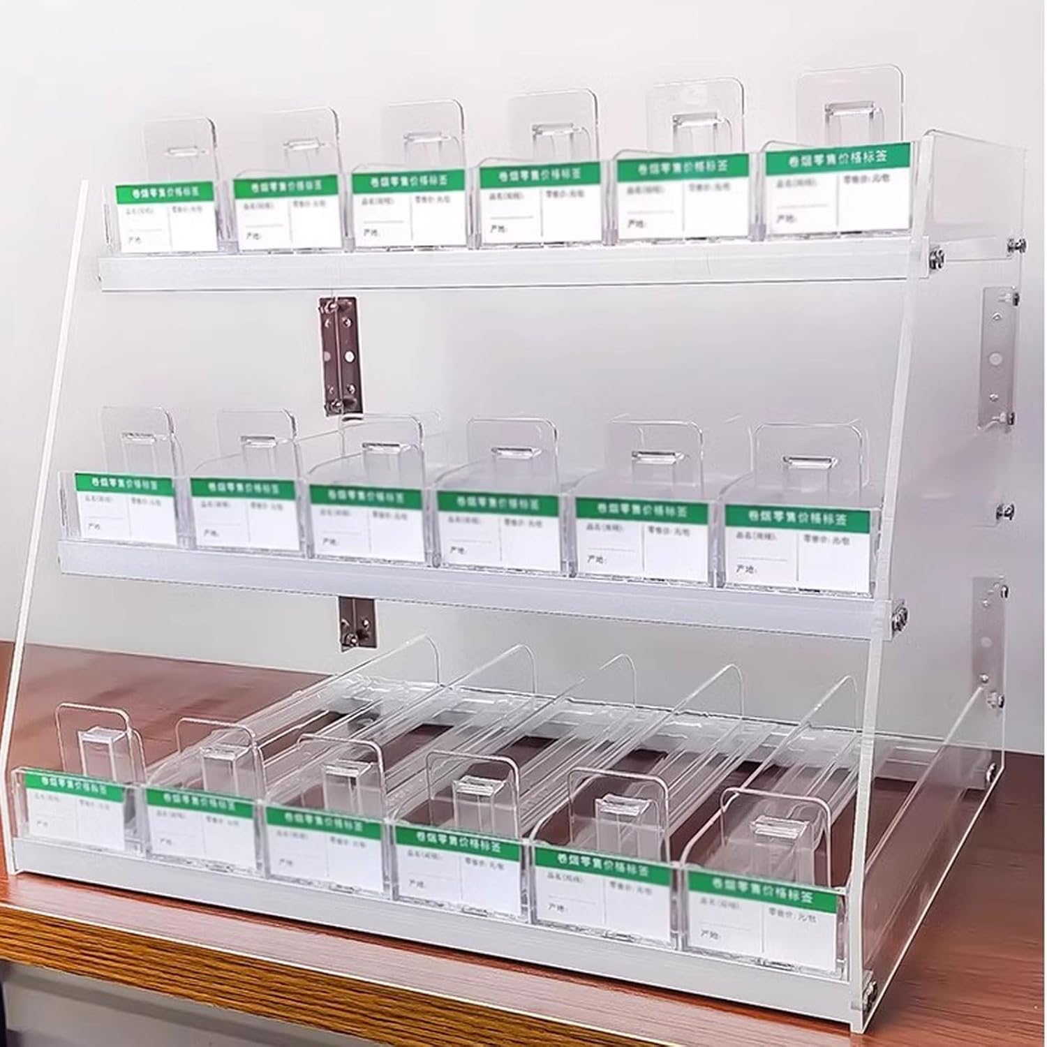 Commercial Retail Display Rack, Automatic Clear Cigarette Case Pushers Rack for Store Retail, Rectangular Cigarette Case Holder, Cigarette Display Holder, Wall Mounted Cigarette Rack (Color :
