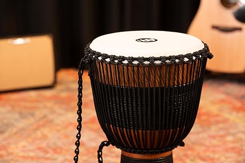 Miniatura 8 de Meinl Percussion ADJ3-L+BAG Cuerda de estilo africano afinada de madera Djembe de 12 pulgadas con bolsa, marrónnegro