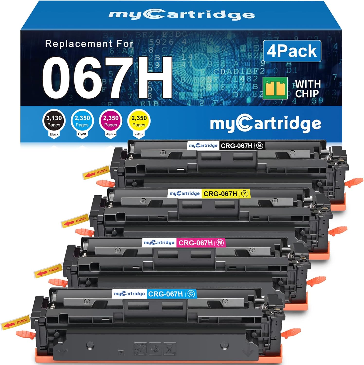 myCartridge 067H Toner Cartridge Set MF656Cdw LBP632Cdw Compatible Replacement for Canon 067H 067 High Yield Toner for Color ImageCLASS MF654Cdw LBP633Cdw MF652Cdw MF653Cdw Printer Ink, 4 Pack