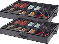 Vista 18 de Lifewit Organizador de almacenamiento de zapatos debajo de la cama, juego de 2, 4.3 pulgadas de alto, caja de almacenamiento de tela de perfil bajo