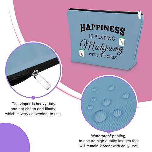 Miniatura 10 de Sazuwu Mahjong - Bolsa de maquillaje divertida para mujer, Negro y Beige