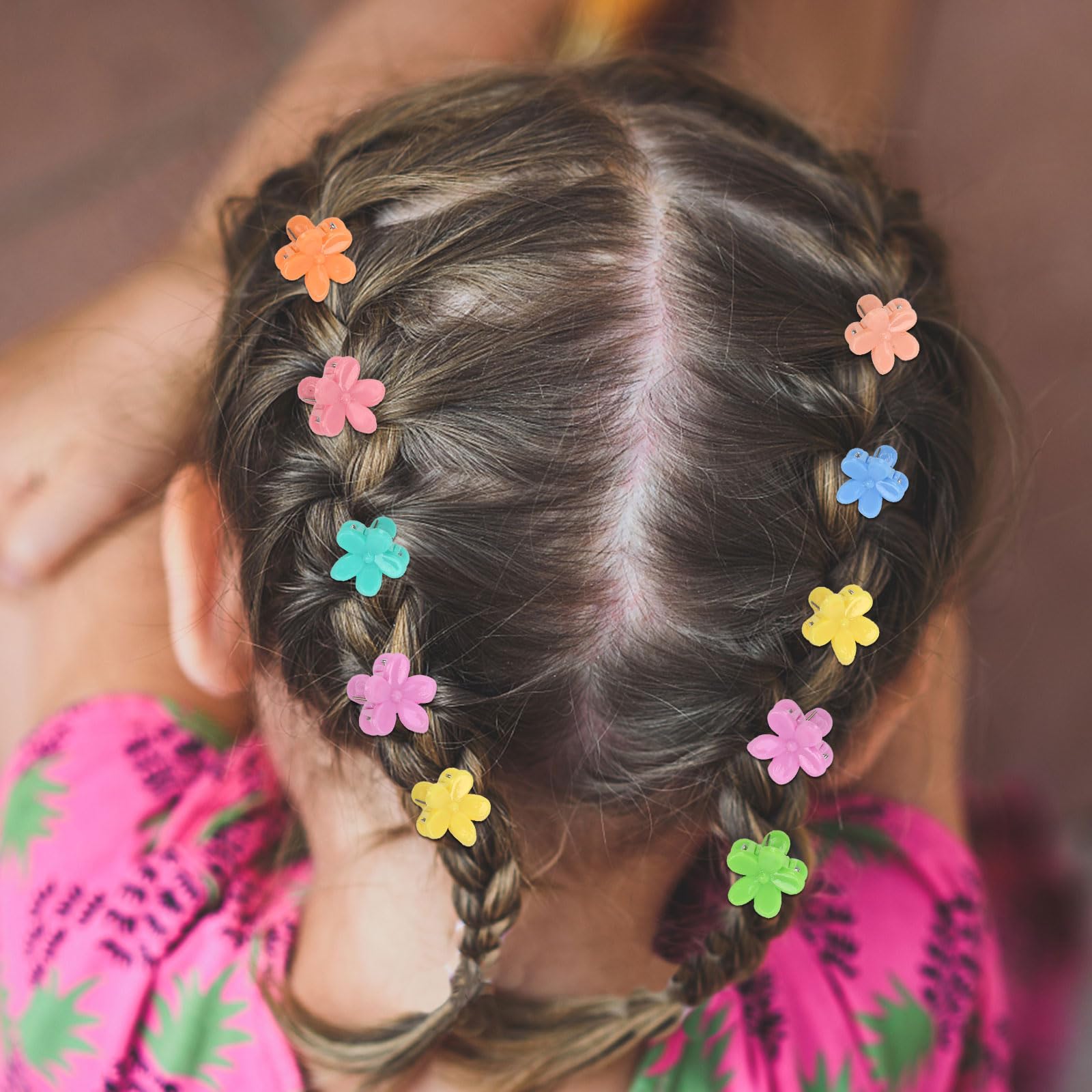 Mini pinzas para el cabello con diseño de flores, 200 unidades, accesorios para el cabello para niñas y mujeres, color aleatorio, estilo Y2K de los años 90 4