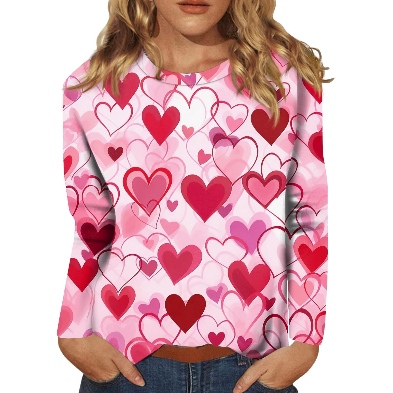 Barnrae Women's Fashion Casual Round Neck 3/4 Length Sleeve