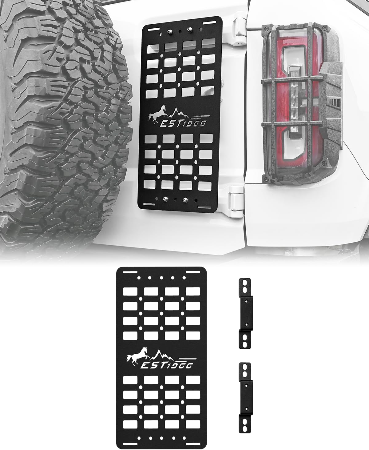 ROADER Tailgate Molle Panel Storage Rack Compatible with Ford Bronco 2021 2022 2023 2024 2/4 Door, Back Exterior Modular Cargo Storage Molle Panel (not for Sport)