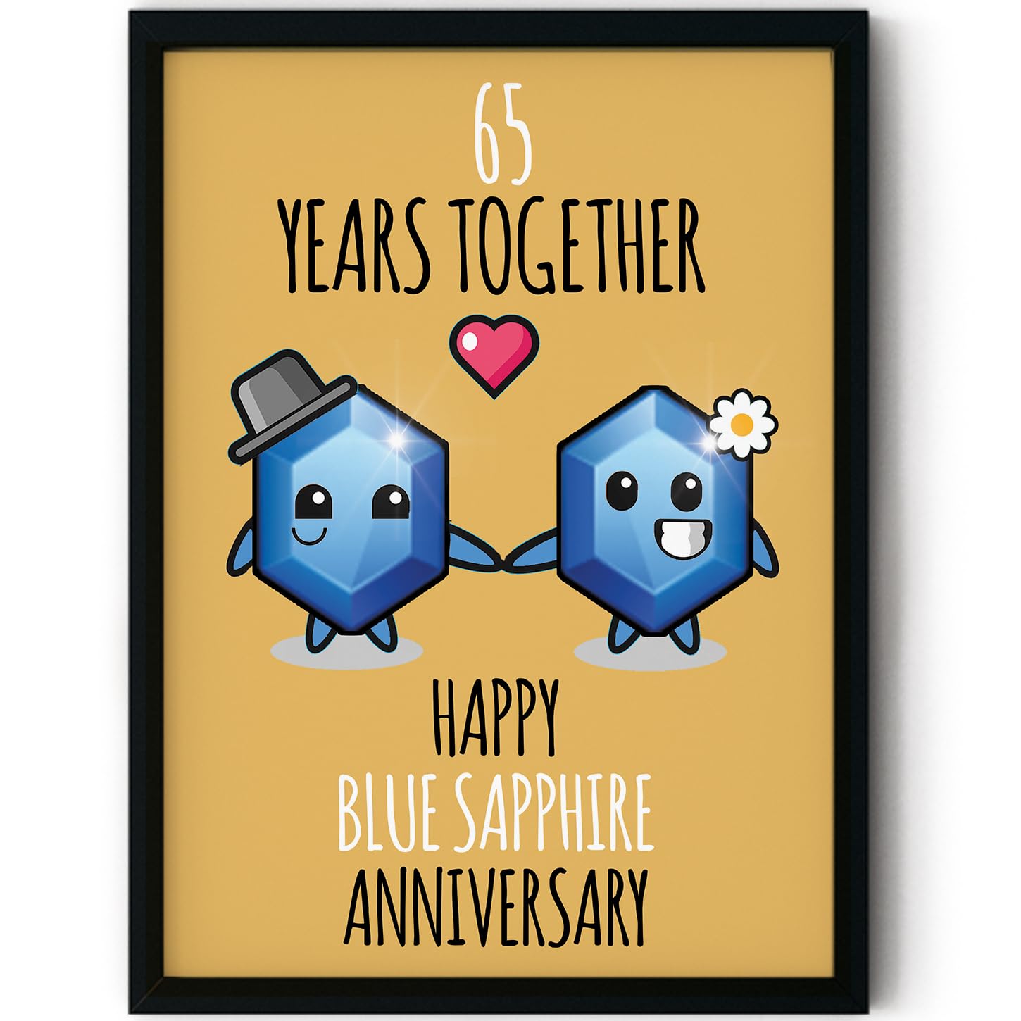 Stuff4 65th Anniversary Poster Framed - 65 Years Together - Happy 65th Wedding Anniversary Cute Gifts for Companion Husband Wife Partner, 8x10 Inch Anniversaries Posters
