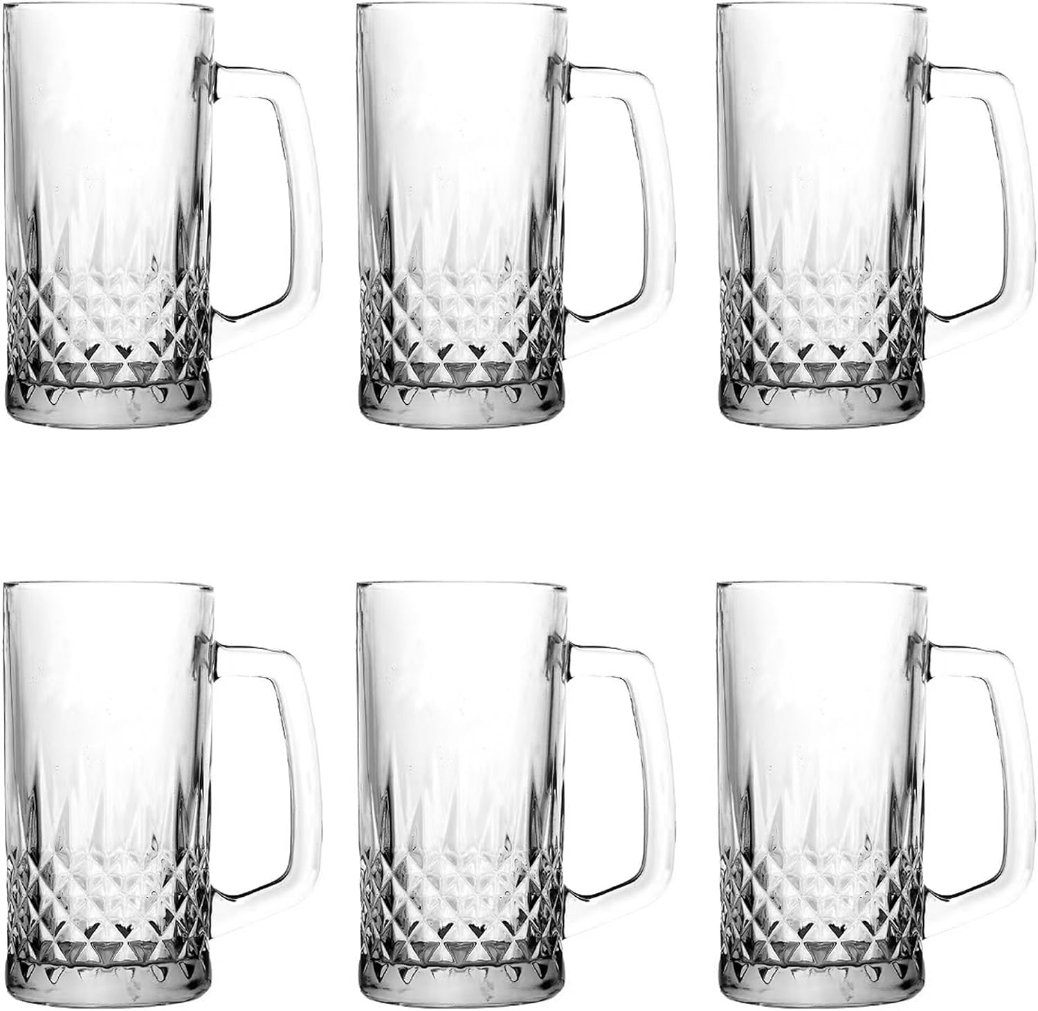 Heavy Beer Mugs Set, 19oz Glass Mugs With Handle, Beer Glasses For Freezer, 570ml Beer Drinking Glasses, Traditional Stein For Bar, Beverages, Coffee, Teas, Set of 6