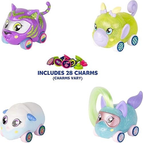 Miniatura 2 de Ritzy Rollerz - Autos de juguete para niñas con dijes sorpresa, 4Ever Friends, cuatro lindos autos con acabados únicos de moda, paquete de 4