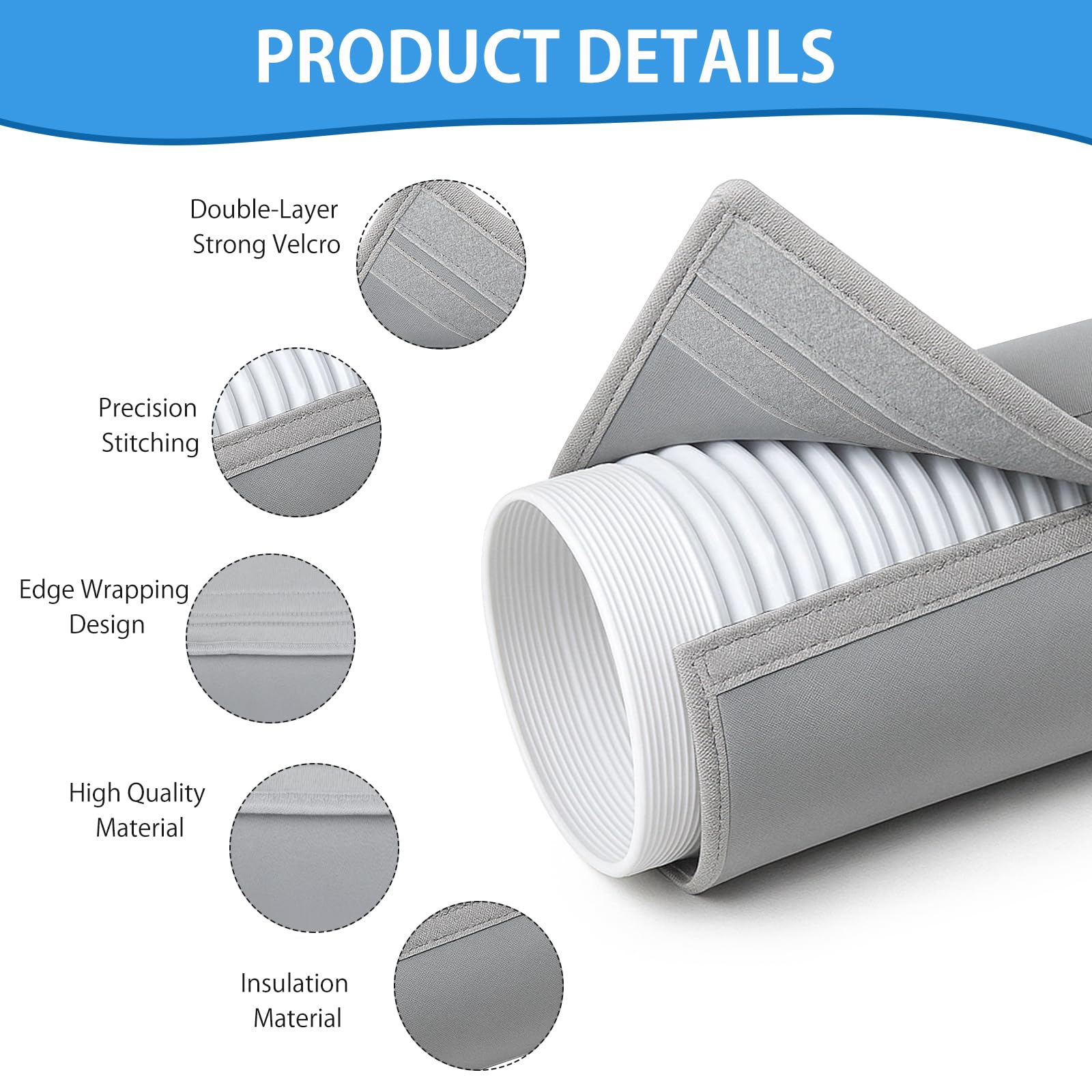 Housse de protection contre la chaleur pour tuyaux de climatisation portable