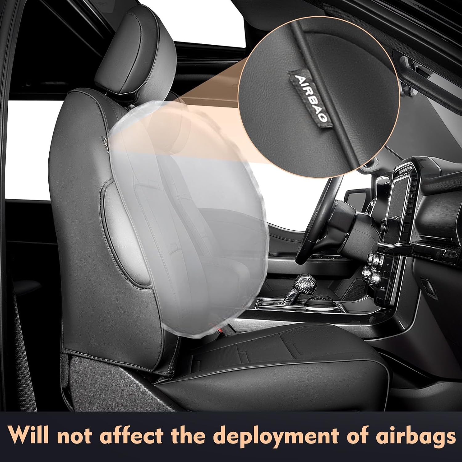 Seat Covers for F150 XL XLT STX 2021-2026 2025 2024 2023 2022 Supercrew Cab, Accessories for F150, Truck Seat Protection, Durable Easy-cleaning Leather, NOT for 40/20/40 Bench Front Seat(Jump Seat)
