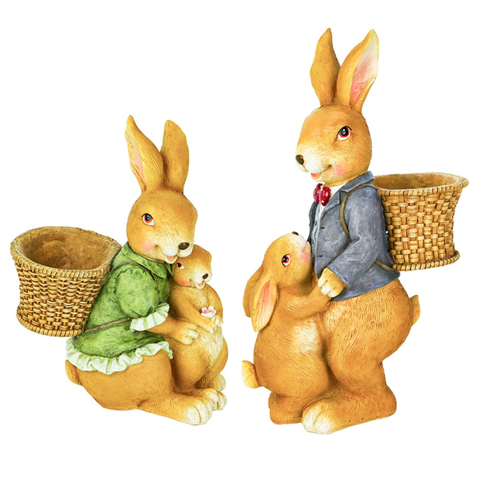 Cadeau fantaisie ornement de jardin figurines lapins en résine