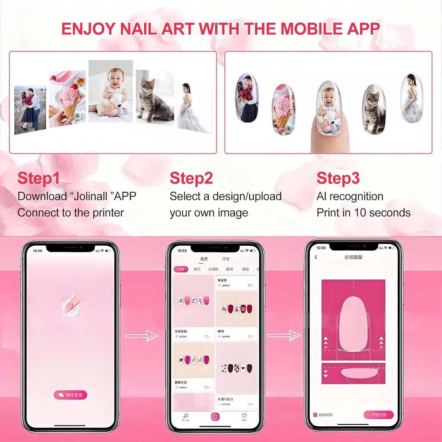 Fully Automatic Nail Printer, Smart Nail Art Machine with Auto Scan & Fit Technology, Customize with 1000+ Designs or Your Own Photos via APP, for Beauty & Personal Care