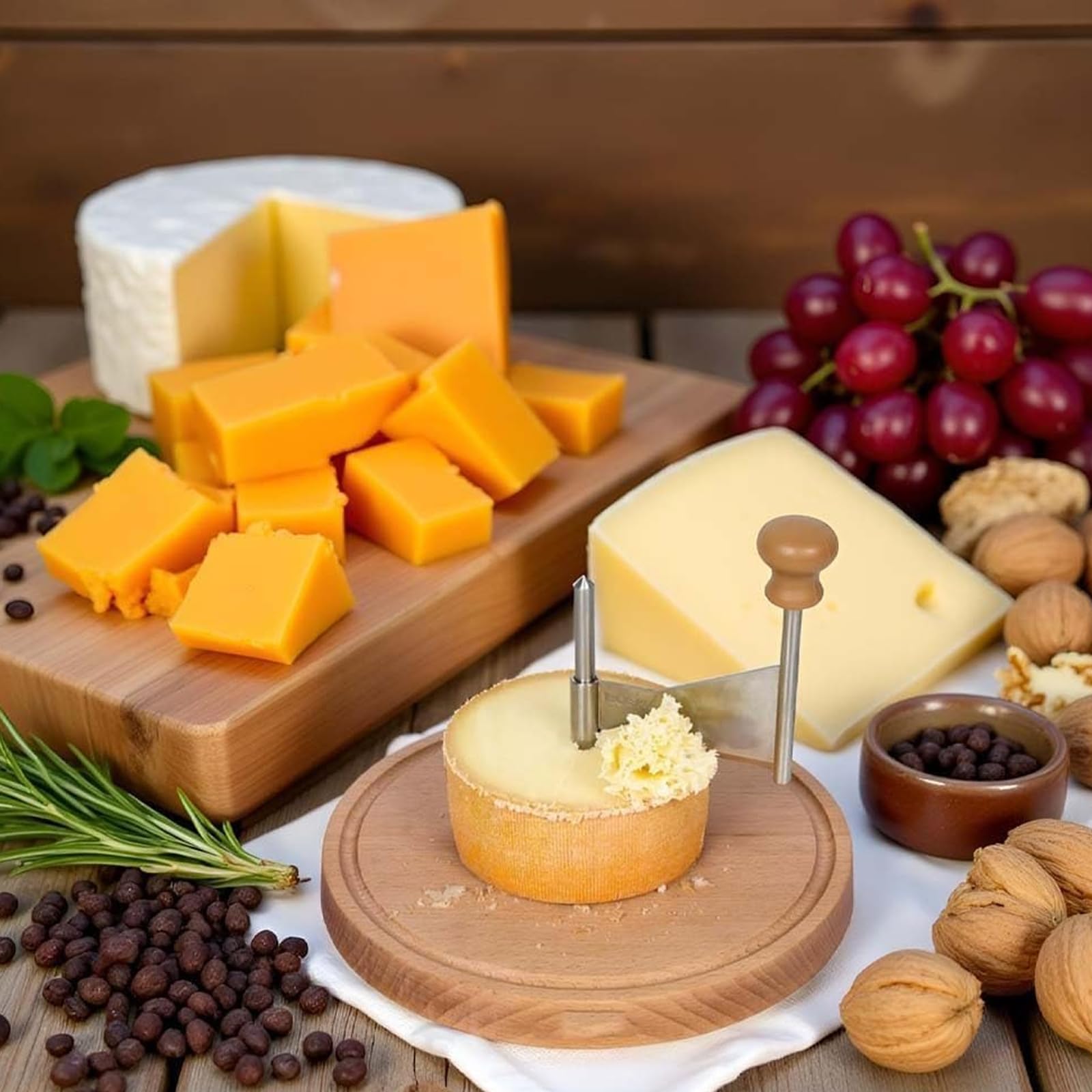 Käse-Lockenwickler aus Eichenholz mit Deckel, Käserasierer Schneider für Hartkäse, Schokolade & Butter, dekoratives Werkzeug für Charcuter-Bretter