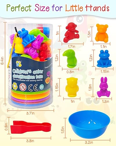 Miniatura 6 de Juegos de contar animales a juego con cuencos de clasificación, juegos de juguetes Montessori sensoriales para niños de 3 años en adelante