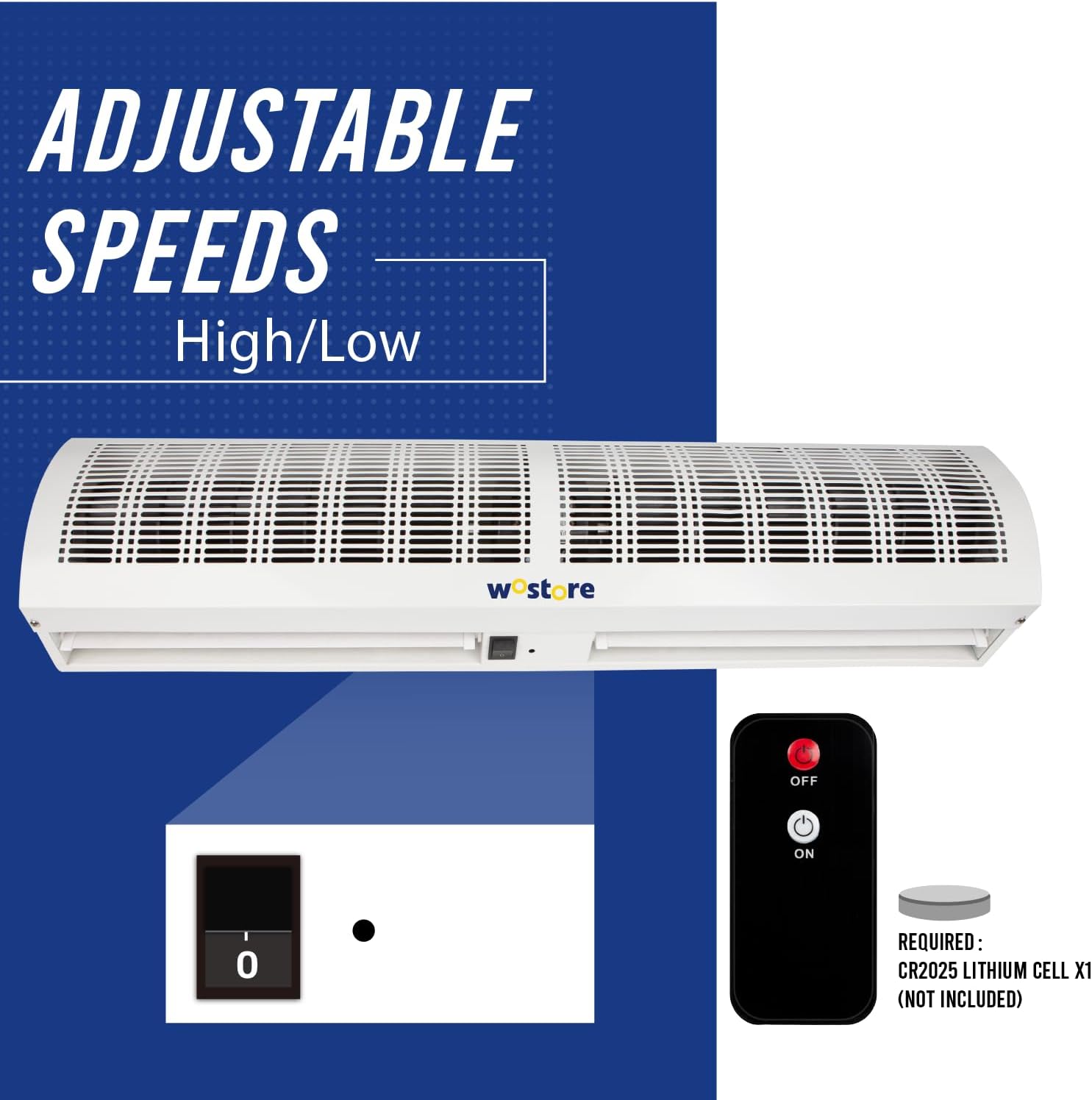 Wostore 36 Inch Air Curtain Super Power 2 Speeds Adjustable Commercial Indoor Household with Magnetic Door Switch, Remote control Lightweight,CE Certified,Easy Installation,110V/120V