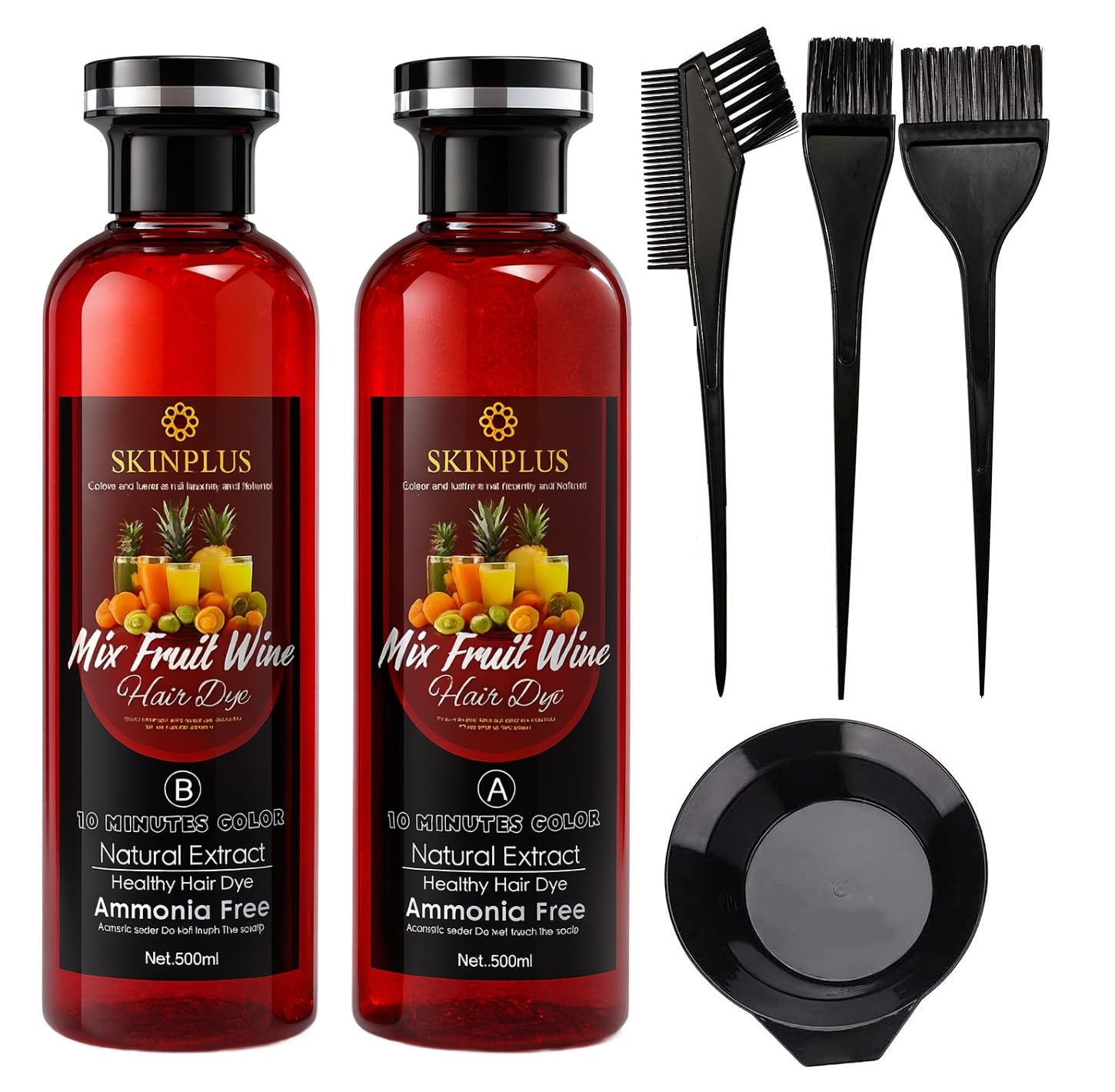 SKINPLUS Mix Fruit Wine Natural Gel Hair Colour 1000 ml with With Mixing Bowl Set-image-32