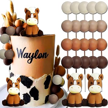 JeVenis Pony Cake Topper - Horse & Cowboy Cake Decorations for Western Cowgirl Rodeo Party