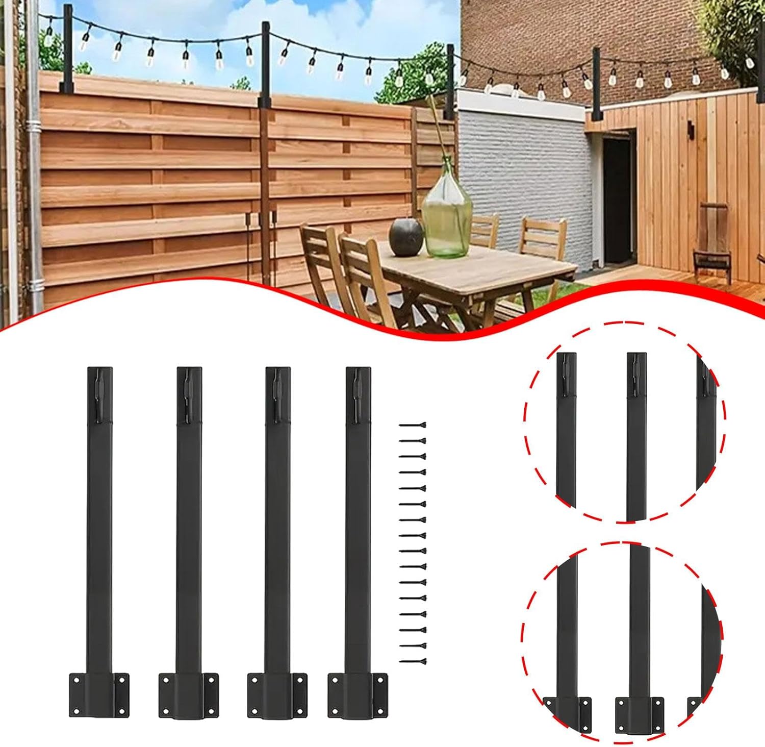 4 Pieces Poles Light Poles for Outside for Patio Backyard Deck