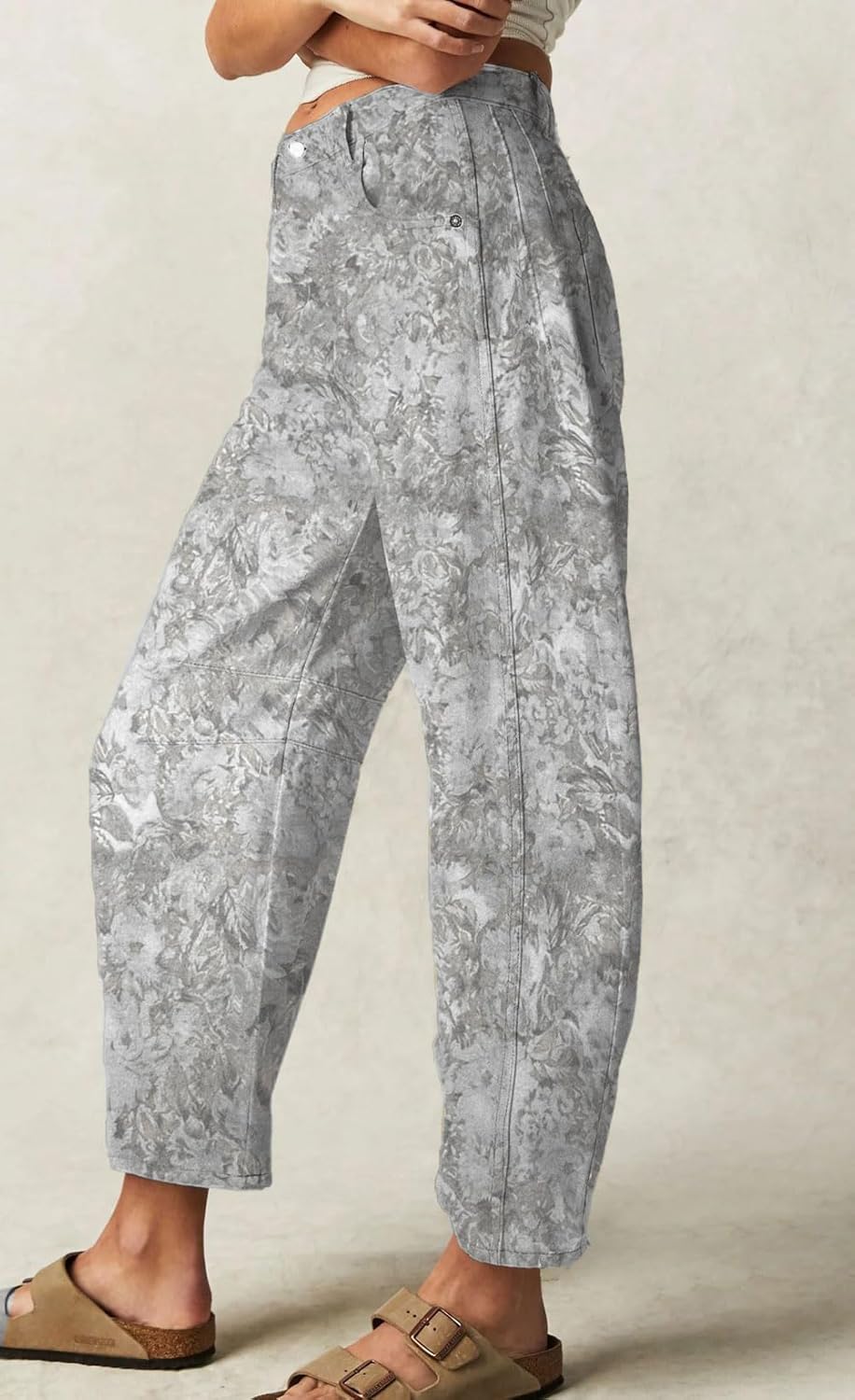 loveimgs Women Baggy Barrel Jeans Mid Rise Printed Denim Pants Wide Leg Jeans Boyfriend Y2k Patchwork Cartoon 2025 Hippie - Image 4