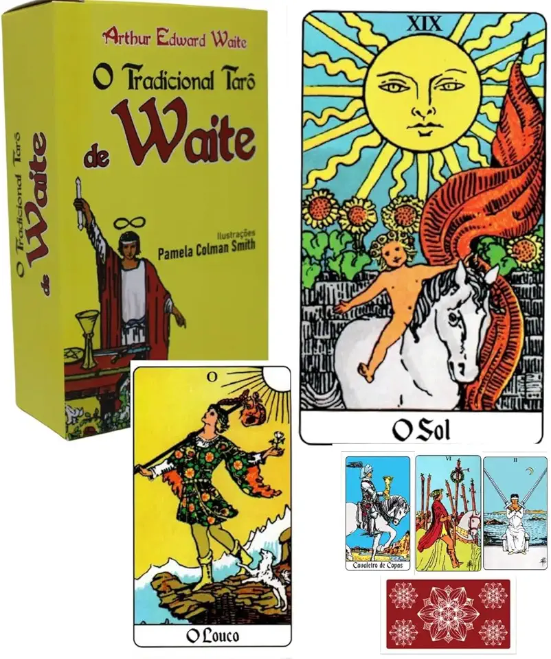 Tarô de Waite Tradicional 78 Cartas Imagens Baralho Completo Tarot Rider Waite Adivinhação Espiritualidade Presente Iniciante Expert