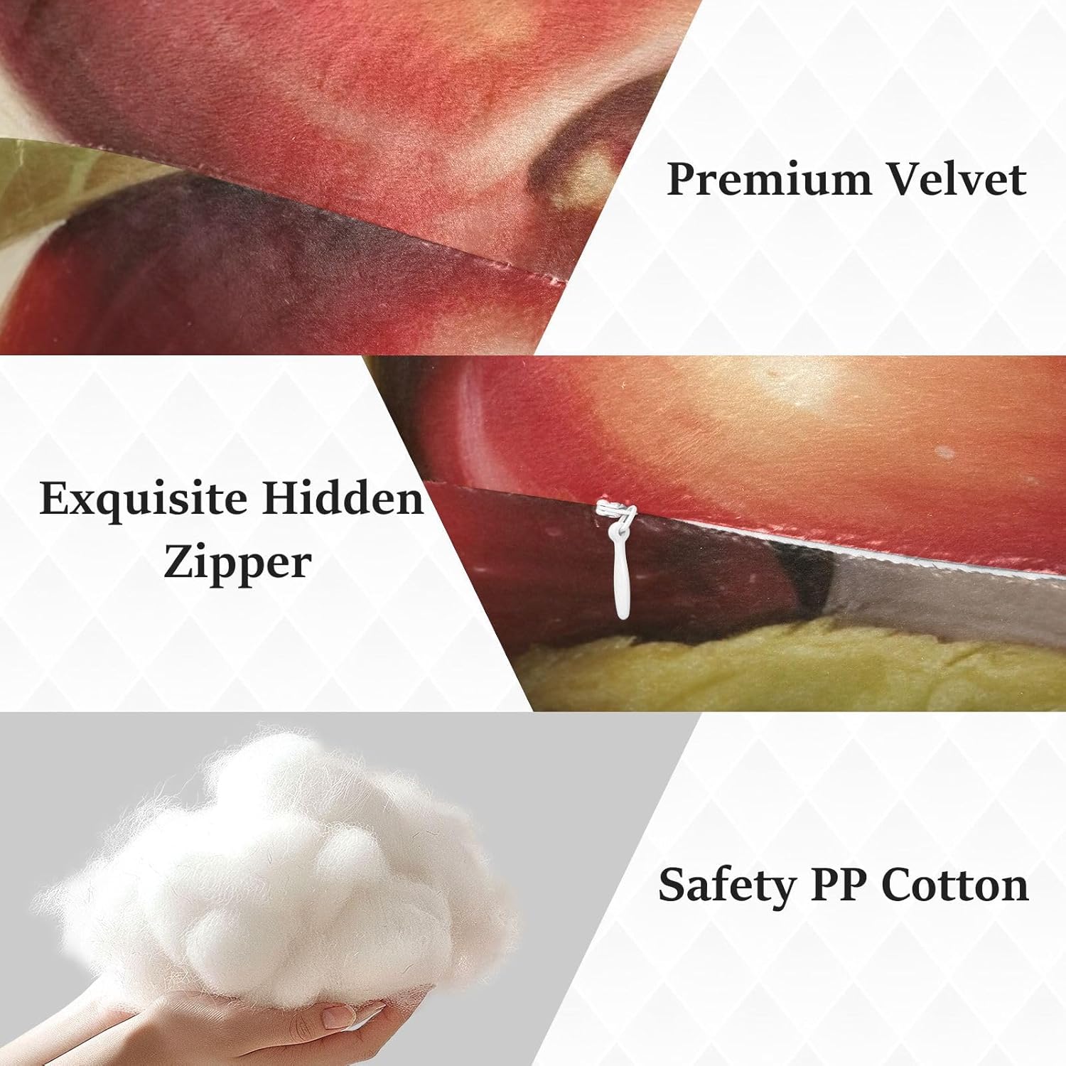 Red Apples Human-Shaped Pillow Soft Body Pillows Washable Velvet Pillows for Anxiety Relief Sleeping Cuddling & Support