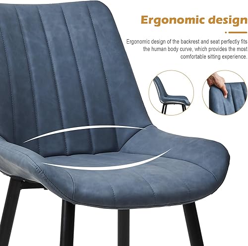 Miniatura 7 de CLIPOP Juego de 4 sillas de comedor de piel sintética con asiento tapizado, cojín cómodo con respaldo alto, pata de metal, silla auxiliar de cocina