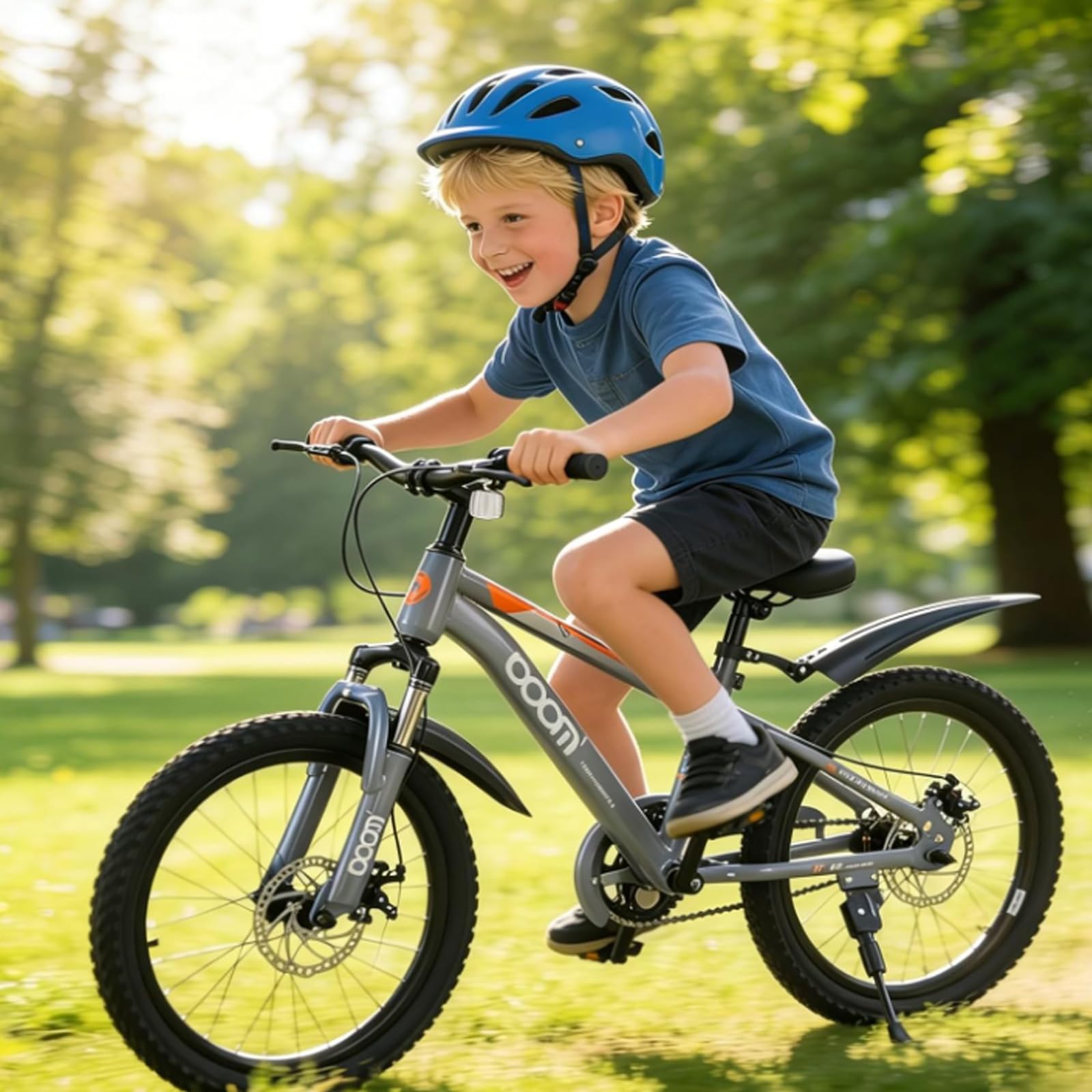 LSLIFE Kinder-Rennrad 18/20/22 Zoll, blau, rosa, grau – Kinderfahrrad für Jungen und Mädchen mit Schutzblech und Doppelscheibenbremsen, für Kinder von 5 bis 12 Jahren – Geschenk