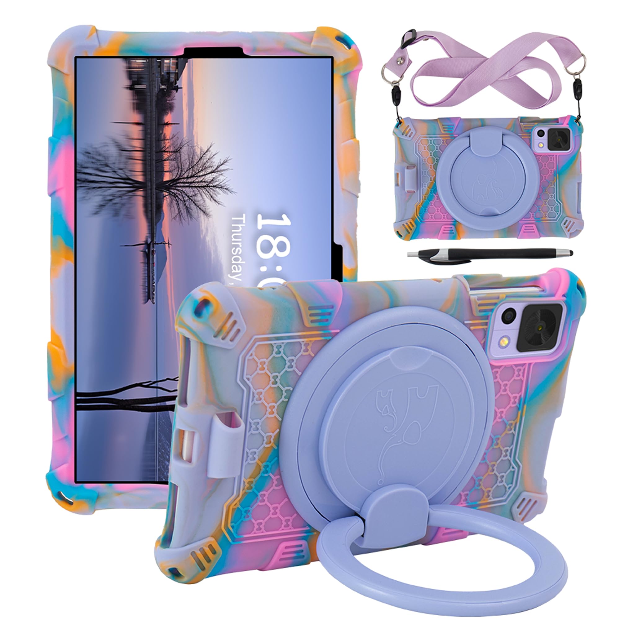 Tablet Case for ALLDOCUBE iPlay 50 Mini/60 Mini/DOOGEE T20 Mini/TCL/Samsung Galaxy Tab A 8.4 inch Soft Anti-Stress Silicone Case with Rotate Stand/