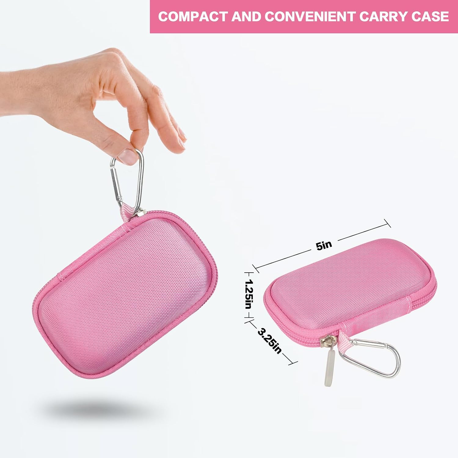 Hard Case Compatible with SanDisk 1TB 2TB 4TB 500GB 8TB Extreme Portable SSD - Up to 1050MB/s - External Solid State Drive. Carrying Travel Holder for USB Cables-Pink (Bag Only) - 4