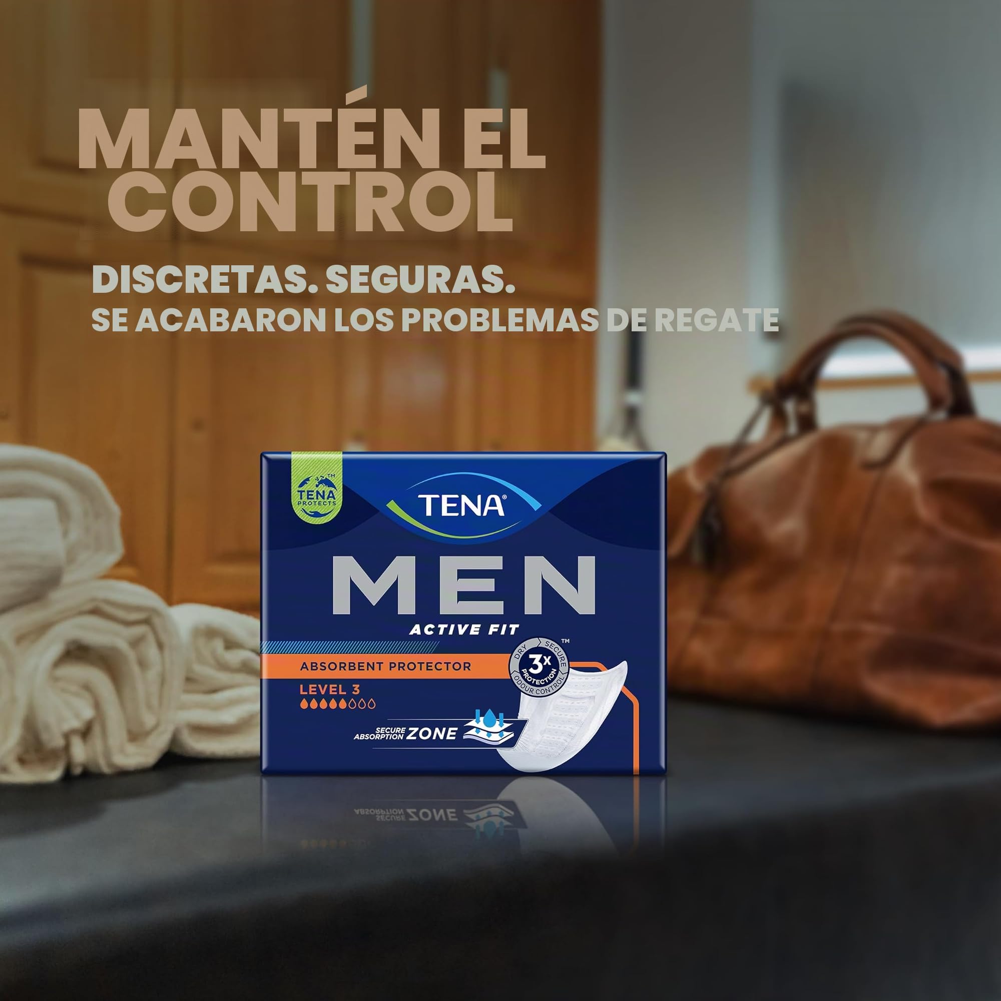 TENA Protector de incontinencia de nivel 3 para hombres, superabsorbencia, paquete de 4 unidades de 64 unidades