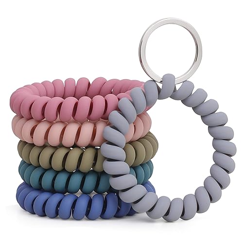 LGEGE 6PCS Stretchable Wristband Wristlet Keychain Wrist Key Chain Wristlet,Spring