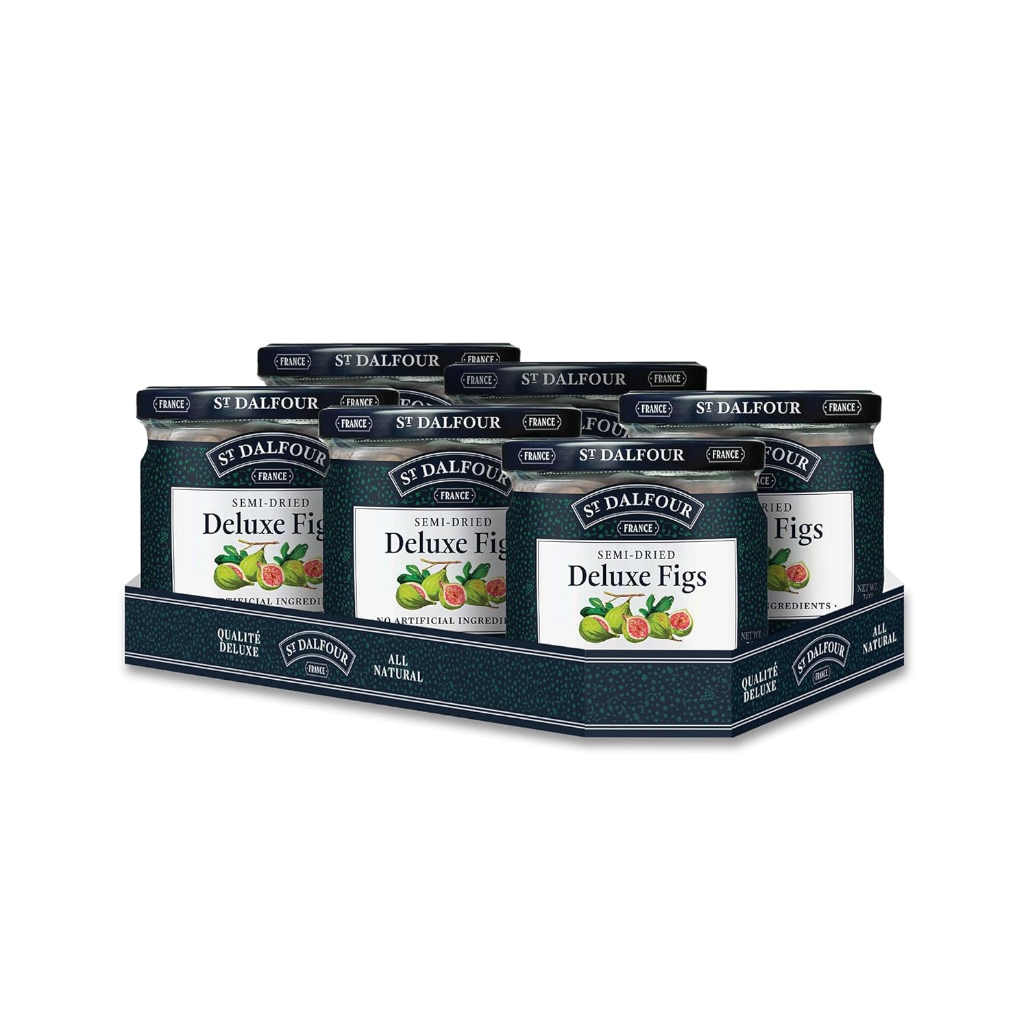St. Dalfour Semi-Dried Deluxe Figs - 7 oz - All Natural, No Preservatives or Artificial Ingredients - Made in France - 100% From Fruit - Pack of 6